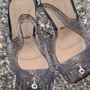 Elegant Clear heels w/Rhinestone Detail(7 wide)